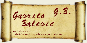 Gavrilo Balević vizit kartica